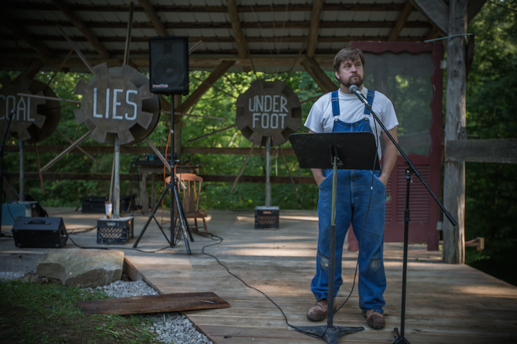 Bob Martin as “Ezell” in Clear Creek's Land, Water, Food, Story. Photo: Melisa Cardona, 2014. 