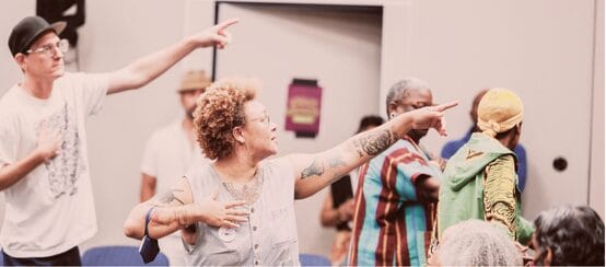 Group of people doing movement practice